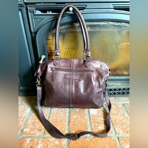 Bedstu Susanne Brown Woven Leather Purse Tote Satchel Crossbody RARE